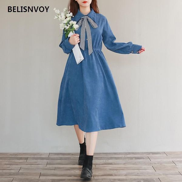 casual dresses women autumn winter corduroy dress long sleeves turn-down collar solid ribbon vintage french romantic shirt midi, Black;gray
casual dresses women autumn winter corduroy dress long sleeves turn-down collar solid ribbon vintage french romantic shirt midi, Black;gray