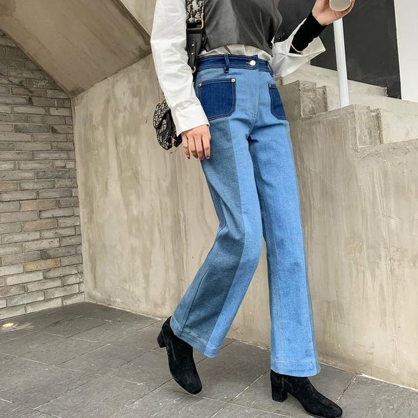 women's jeans woherb 2021 modis woman high waist stright trousers female vintage contast color patchwork demin pants, Blue
women's jeans woherb 2021 modis woman high waist stright trousers female vintage contast color patchwork demin pants, Blue