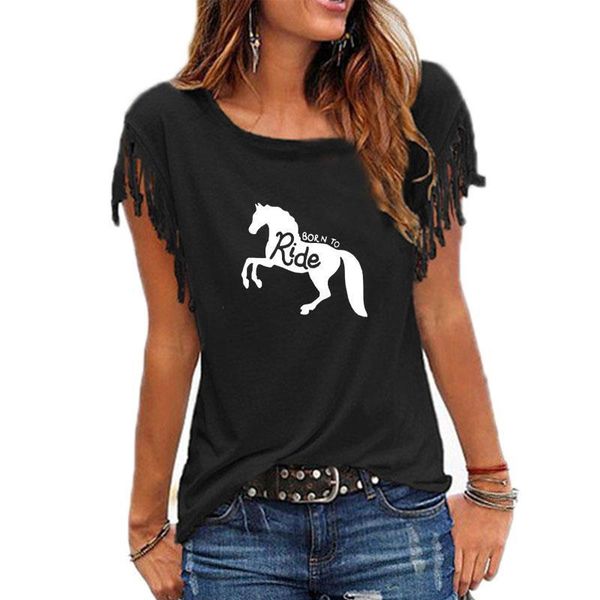 born to ride horse women t shirts letter summer funny tee casual, White
born to ride horse women t shirts letter summer funny tee casual, White