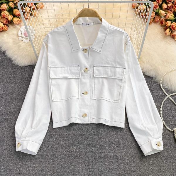 women's jackets korean chic early autumn lapel single breasted open line contrast color loose large pocket short jacket wear, Black;brown
women's jackets korean chic early autumn lapel single breasted open line contrast color loose large pocket short jacket wear, Black;brown