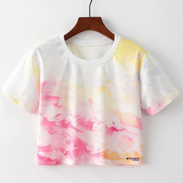 summer fashion short sleeve womens t shirt color printed cropped crop harajuku, White
summer fashion short sleeve womens t shirt color printed cropped crop harajuku, White
