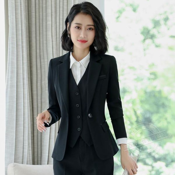 women's suits 2021 autumn and winter single buckle professional wear temperament slim feet pants two-piece suit two piece, White
women's suits 2021 autumn and winter single buckle professional wear temperament slim feet pants two-piece suit two piece, White
