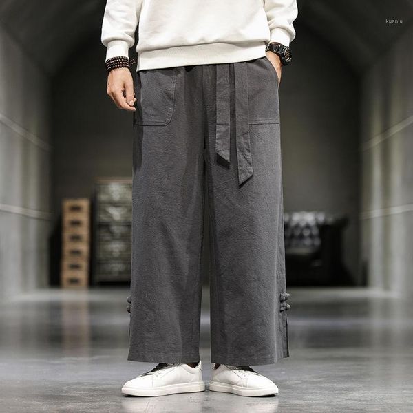 men's pants autumn chinese style loose cargo men retro cotton linen straight joggers trousers big size, Black
men's pants autumn chinese style loose cargo men retro cotton linen straight joggers trousers big size, Black