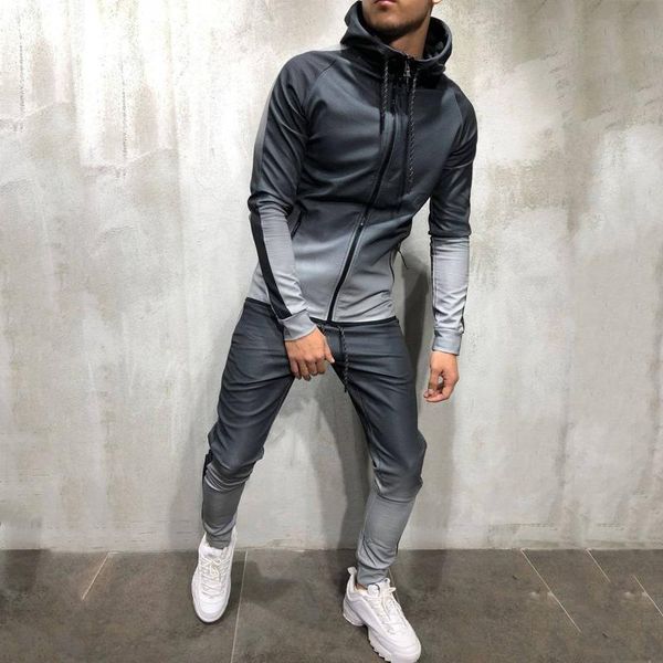men's tracksuits casual hooded suit running sportswear 2 piece set zipper hoodie + sweatpants male tracksuit sprint autumn patchwork, Gray
men's tracksuits casual hooded suit running sportswear 2 piece set zipper hoodie + sweatpants male tracksuit sprint autumn patchwork, Gray