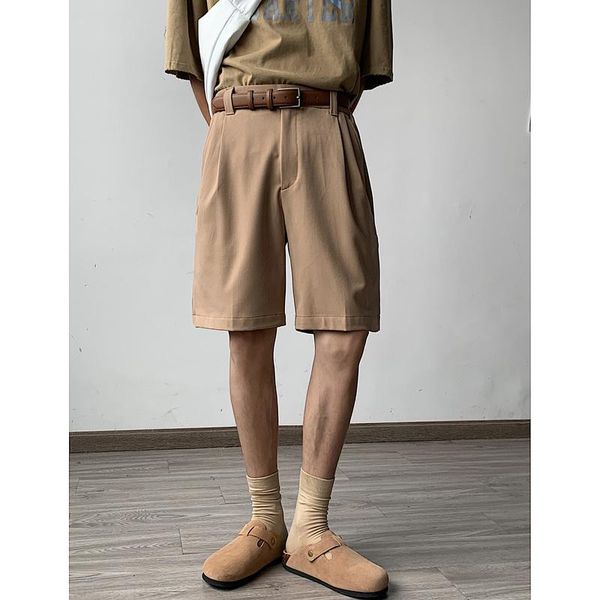 men's shorts korean solid color suit fashion business society mens dress loose elastic waist straight casual men, White;black
men's shorts korean solid color suit fashion business society mens dress loose elastic waist straight casual men, White;black