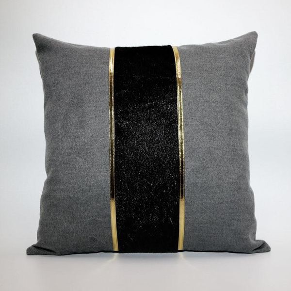 cushion/decorative pillow 35x50/45x45/50x50cm grey wool fabric cushion cover pillowcase sofa artificial black mane lumbar decorative