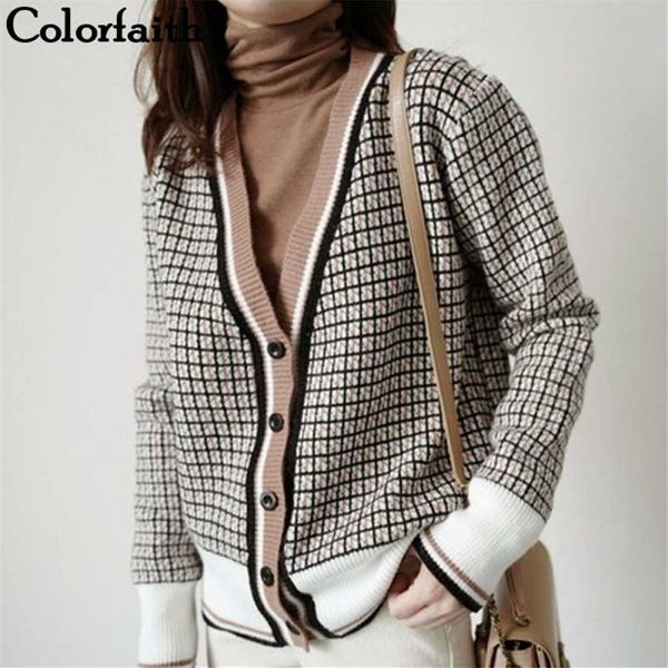 colorfaith winter spring women's sweaters plaid fashionable korean style checkered knitting oversize cardigans swc291 211025, White;black
colorfaith winter spring women's sweaters plaid fashionable korean style checkered knitting oversize cardigans swc291 211025, White;black