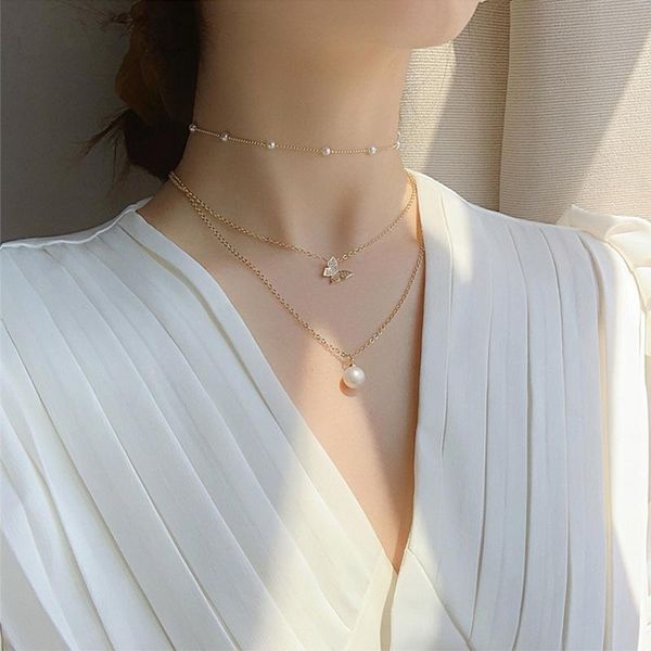 pendant necklaces butterfly necklace gold multi-layered pearl clavicle chain japanese and korean personality fashion jewelry detachable, Silver
pendant necklaces butterfly necklace gold multi-layered pearl clavicle chain japanese and korean personality fashion jewelry detachable, Silver