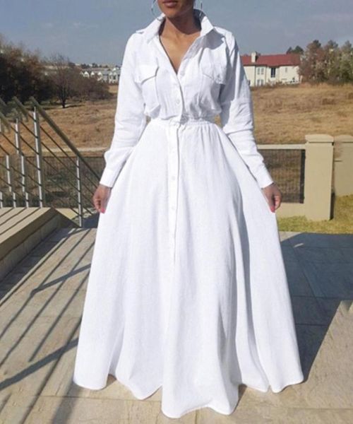 casual dresses hite big size long shirts dress high waist a line 2021 autumn african women maxi robe femme vestiods bc517, Black;gray
casual dresses hite big size long shirts dress high waist a line 2021 autumn african women maxi robe femme vestiods bc517, Black;gray
