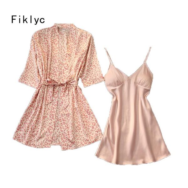 women's sleepwear fiklyc leopard satin v neck spring robe & gown sets 2021 nightwear home clothing pyjamas for femme, Black;red
women's sleepwear fiklyc leopard satin v neck spring robe & gown sets 2021 nightwear home clothing pyjamas for femme, Black;red