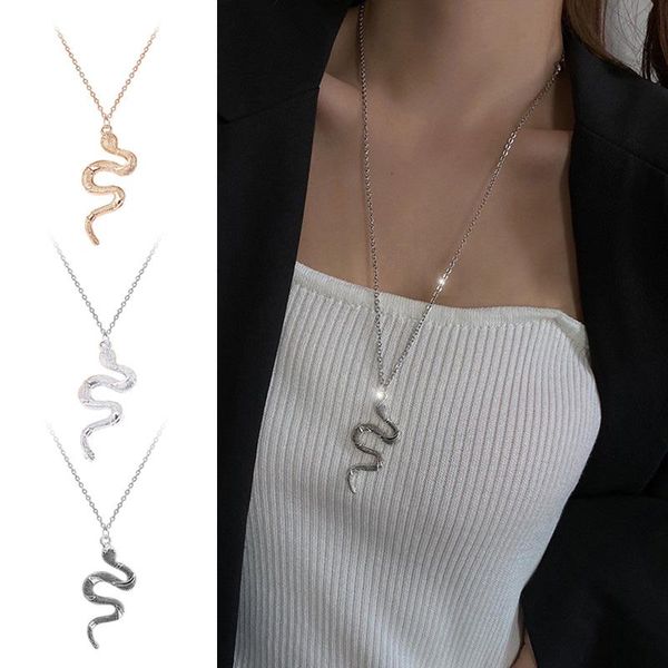 chains 2021 punk snake pendant necklace chain unique men women neck jewelry statement party gifts, Silver 
chains 2021 punk snake pendant necklace chain unique men women neck jewelry statement party gifts, Silver