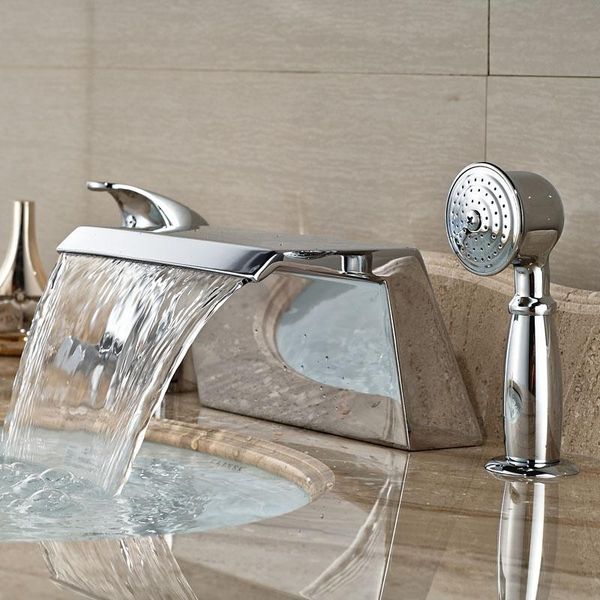 polished chrome bath mixer with shower single handle waterfall spout bathroom tub faucet deck mounted sets
polished chrome bath mixer with shower single handle waterfall spout bathroom tub faucet deck mounted sets