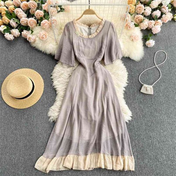 summer sweet vestidos female fungus round neck slim contrast color lotus leaf platycodon midi dress gl017 210506, Black;gray
summer sweet vestidos female fungus round neck slim contrast color lotus leaf platycodon midi dress gl017 210506, Black;gray