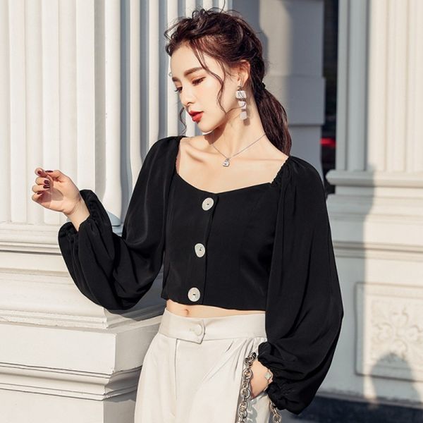 llzacoosh cross border shirt summer celebrity women's style loose lantern sleeve square collar fashion blouses 210514, White
llzacoosh cross border shirt summer celebrity women's style loose lantern sleeve square collar fashion blouses 210514, White