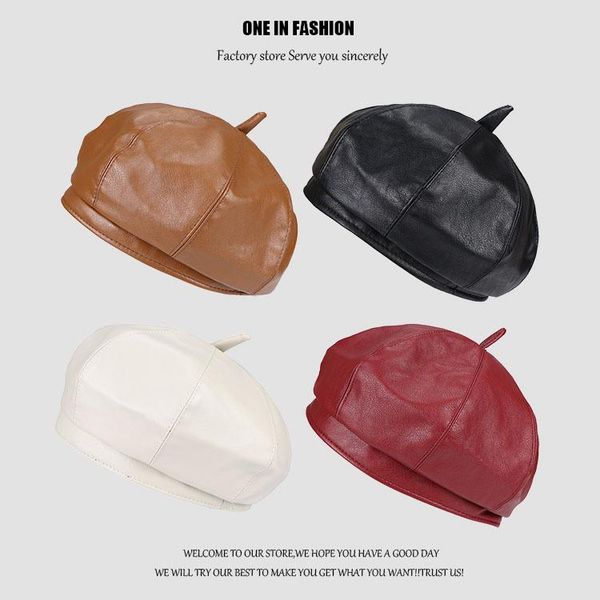 berets 2021 beret cap fashion women casual pu leather hat for autumn winter retro beanie caps solid color, Blue;gray
berets 2021 beret cap fashion women casual pu leather hat for autumn winter retro beanie caps solid color, Blue;gray