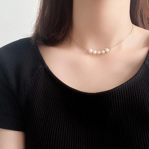 chains trendy jewelry natural freshwater pearls pendant necklace simple design one layer golden plating thin chain for women, Silver
chains trendy jewelry natural freshwater pearls pendant necklace simple design one layer golden plating thin chain for women, Silver