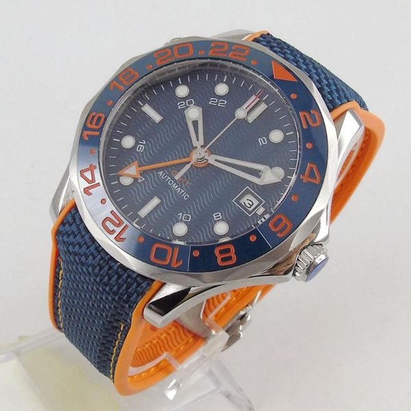 wristwatches 41mm blue sterile dial self winding mens watch automatic gmt movement sapphire glass rubber strap date window, Slivery;brown
wristwatches 41mm blue sterile dial self winding mens watch automatic gmt movement sapphire glass rubber strap date window, Slivery;brown