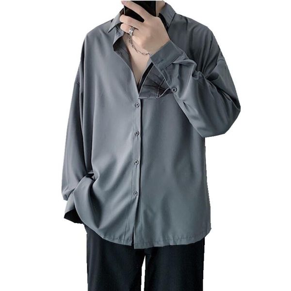 men's casual shirts 2021 summer autumn korean shirt fashion solid color business man streetwear loose long-sleeve camisa w1910, White;black
men's casual shirts 2021 summer autumn korean shirt fashion solid color business man streetwear loose long-sleeve camisa w1910, White;black