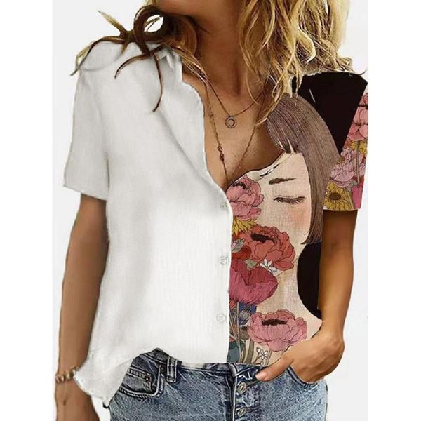 women's blouses & shirts patchwork floral print 2021 short sleeve button casual tunic cardigan blouse turn-down collar top, White
women's blouses & shirts patchwork floral print 2021 short sleeve button casual tunic cardigan blouse turn-down collar top, White