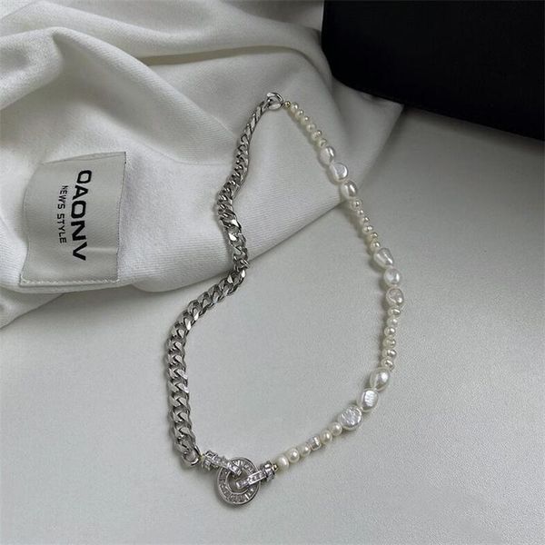 chains fflacell korean 2021 fashion vintage titanium steel thick chain pearl stitching necklace wedding jewelry for women girls, Silver
chains fflacell korean 2021 fashion vintage titanium steel thick chain pearl stitching necklace wedding jewelry for women girls, Silver