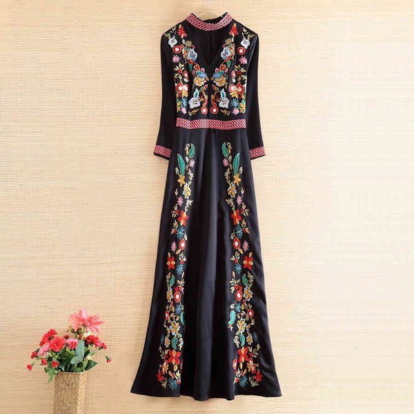 dress the autumn women ethnic style retro elegant embroidery slim v-neck 3/4 sleeve lady party dress s-xl, Black;gray
dress the autumn women ethnic style retro elegant embroidery slim v-neck 3/4 sleeve lady party dress s-xl, Black;gray