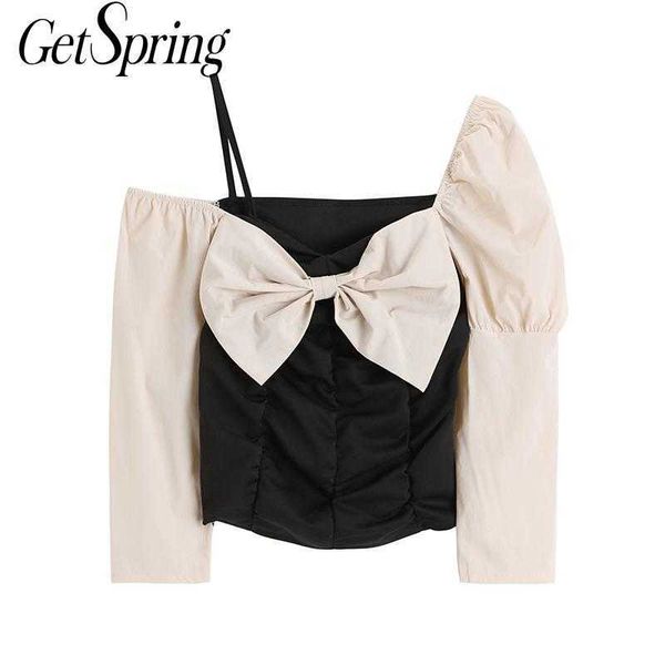 getspring women blouse bow color matching long sleeve vintage shirt irregular short 's summer s 210601, White
getspring women blouse bow color matching long sleeve vintage shirt irregular short 's summer s 210601, White