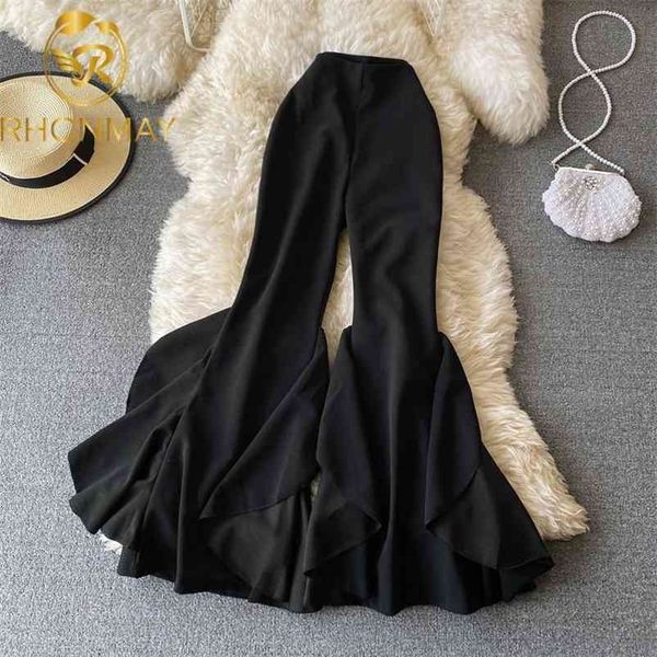 fashion ruffle flare pants black women bodycon high waist bell-bottoms pant chic solid color trouser streetwear 210520, Black;white
fashion ruffle flare pants black women bodycon high waist bell-bottoms pant chic solid color trouser streetwear 210520, Black;white