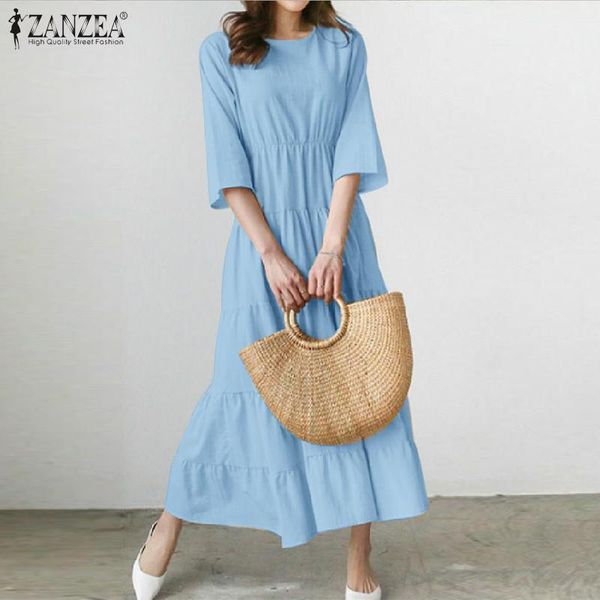 korean stylish dress 2021 summer women solid 3/4 sleeve ruffles party sundress elegant high waist ol work vestidos kaftan casual dresses, Black;gray
korean stylish dress 2021 summer women solid 3/4 sleeve ruffles party sundress elegant high waist ol work vestidos kaftan casual dresses, Black;gray