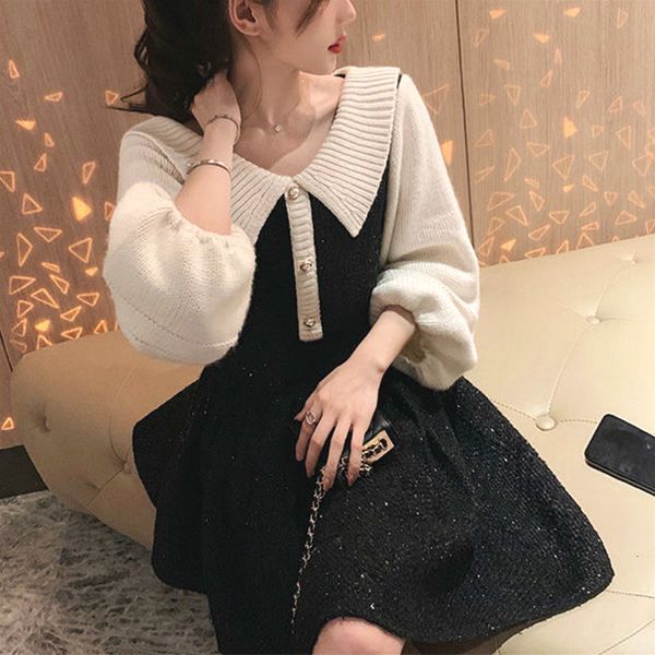 dresses knitted women sweet button long sleeve elegant mini sweater office lady vintage one piece dress korean winter, Black;gray
dresses knitted women sweet button long sleeve elegant mini sweater office lady vintage one piece dress korean winter, Black;gray