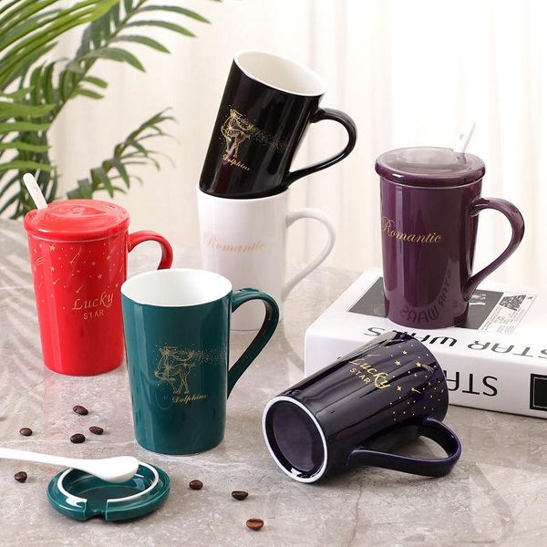 mugs european-style cover spoon mark milk coffee cup 
mugs european-style cover spoon mark milk coffee cup