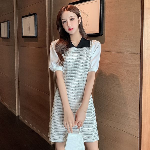 vintage striped knit women dresses summer 2021 korean fashion a-line dress, Black;gray
vintage striped knit women dresses summer 2021 korean fashion a-line dress, Black;gray