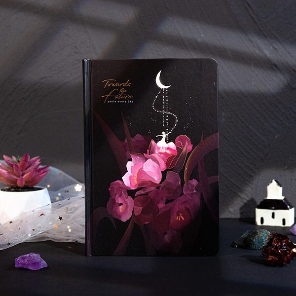 midnight flowers delicate hardcover diary 128*188mm colorful blank floral pages 224p notepads, Purple;pink 
midnight flowers delicate hardcover diary 128*188mm colorful blank floral pages 224p notepads, Purple;pink