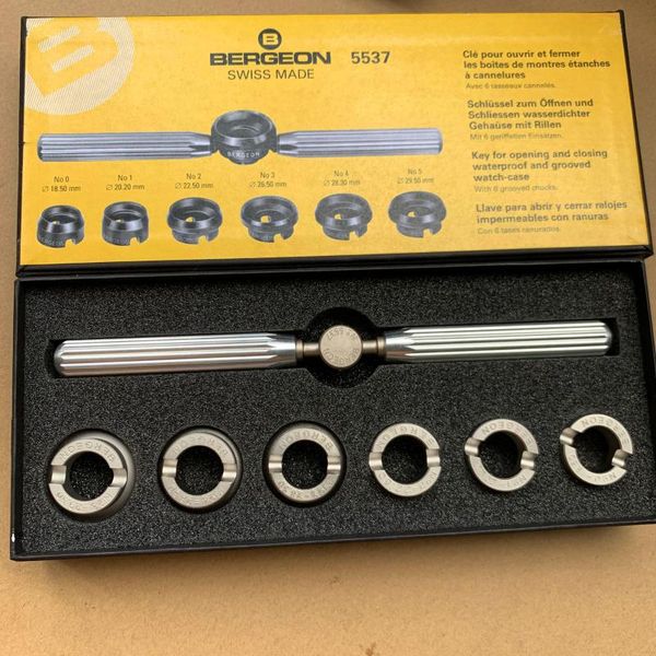 repair tools & kits bergeon 5537 key for opening and closing waterproof grooved watch-cases with 6 chucks
repair tools & kits bergeon 5537 key for opening and closing waterproof grooved watch-cases with 6 chucks