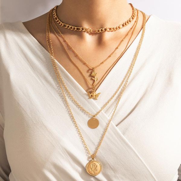 pendant necklaces bohemian rose necklace for women fashion geometry gold alloy multi-layer clavicle chain lady party jewelry 18985, Silver
pendant necklaces bohemian rose necklace for women fashion geometry gold alloy multi-layer clavicle chain lady party jewelry 18985, Silver