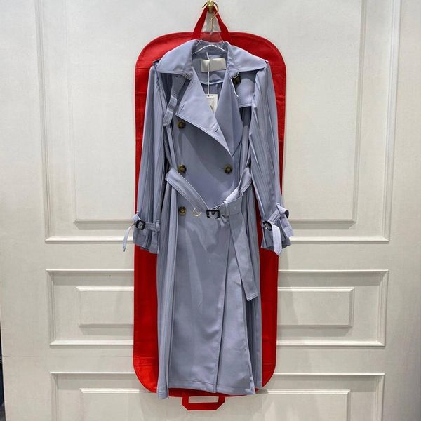 women's wool & blends leather spring high-end dress style blue trench coat women lapel double breasted slim belt pleated x-long overcoa, Black
women's wool & blends leather spring high-end dress style blue trench coat women lapel double breasted slim belt pleated x-long overcoa, Black