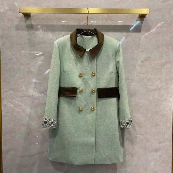 women's wool & blends european and american wear 2021 winter style long - sleeved lapels fashionable double breasted beaded coat, Black
women's wool & blends european and american wear 2021 winter style long - sleeved lapels fashionable double breasted beaded coat, Black