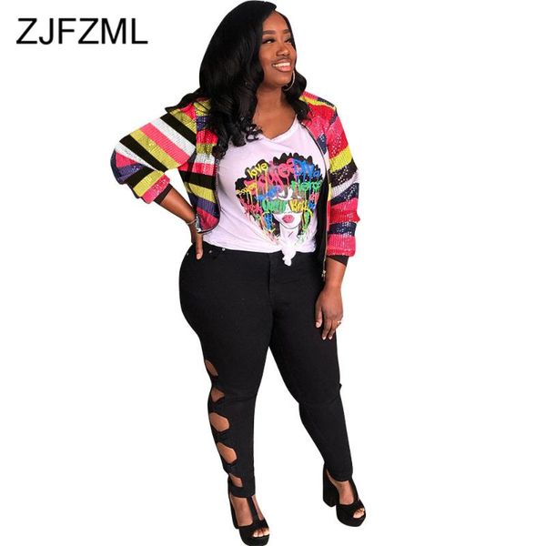 xl-5xl plus size sequin striped spliced jacket women zipper up long sleeve loose outerwear spring 2021 oversized coat women's jackets, Black;brown
xl-5xl plus size sequin striped spliced jacket women zipper up long sleeve loose outerwear spring 2021 oversized coat women's jackets, Black;brown