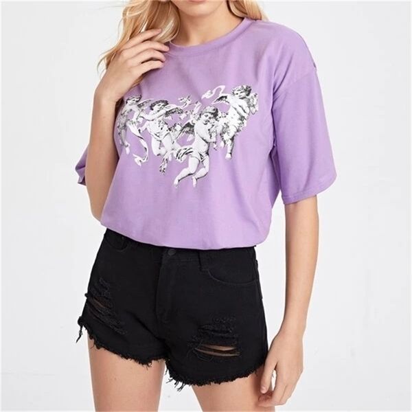 four cherub print lime light green t shirt women summer light streetwear vintage casual oversized tees 210512, White
four cherub print lime light green t shirt women summer light streetwear vintage casual oversized tees 210512, White