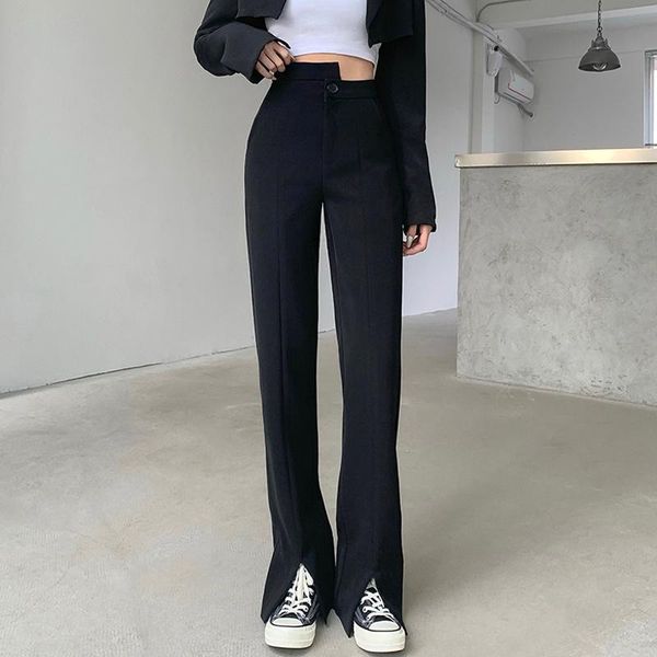women's pants & capris high waist hanging feeling loose straight autumn wide leg thin, Black;white
women's pants & capris high waist hanging feeling loose straight autumn wide leg thin, Black;white