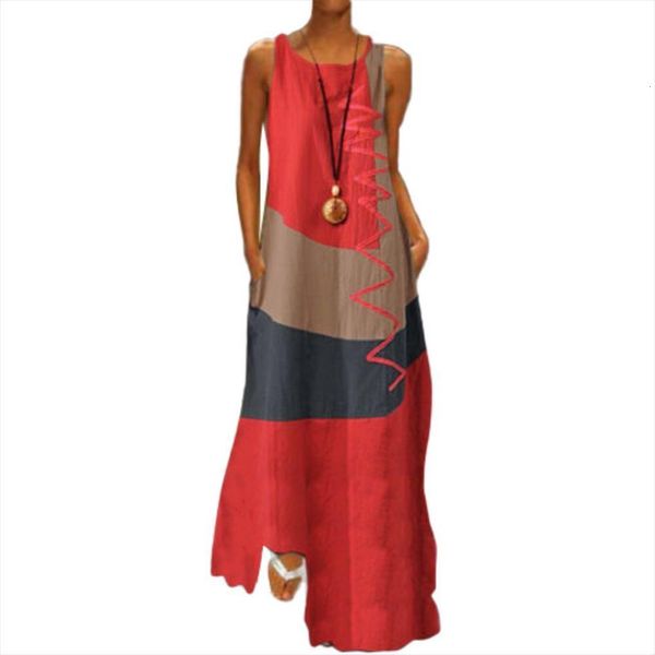 vintage o neck summer womens dresses sleeveless color block wavy line pockets long loose woman fashion vestido de mujer, Black;gray
vintage o neck summer womens dresses sleeveless color block wavy line pockets long loose woman fashion vestido de mujer, Black;gray