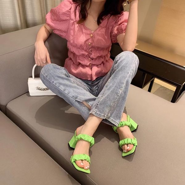 sandals open toe women slippers narrow band slip on square high heels green fashion summer slides mules shoes pumps size 39 r42c, Black
sandals open toe women slippers narrow band slip on square high heels green fashion summer slides mules shoes pumps size 39 r42c, Black