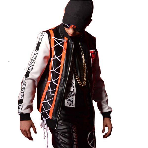 men's suits & blazers splicing baseball jacket, black and white contrast stripe singer, dancer, hip hop, punk, gothic, pu leather, White;black
men's suits & blazers splicing baseball jacket, black and white contrast stripe singer, dancer, hip hop, punk, gothic, pu leather, White;black