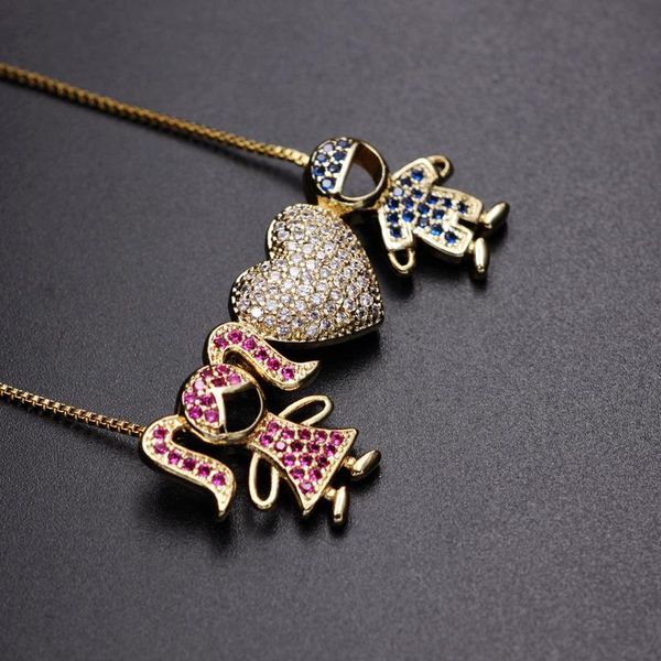 chains lovely boy girl heart-shaped pendant necklace gold color pave cubic zirconia ladies kids family love charm fashion jewelry gift, Silver 
chains lovely boy girl heart-shaped pendant necklace gold color pave cubic zirconia ladies kids family love charm fashion jewelry gift, Silver