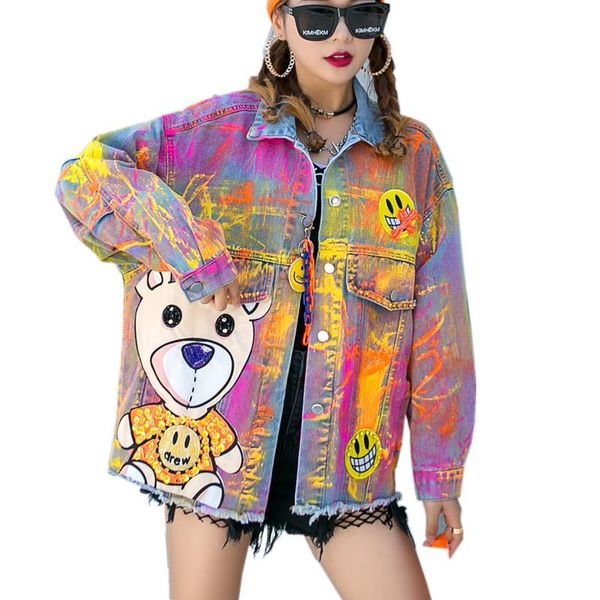 women punk design denim jacket large size loose cardigan pattern chains autumn winter coat women's jackets, Black;brown
women punk design denim jacket large size loose cardigan pattern chains autumn winter coat women's jackets, Black;brown