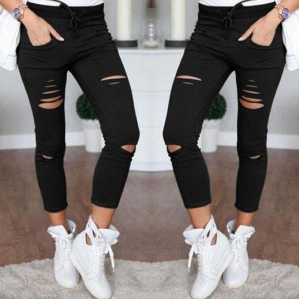 women's pants & capris women skinny ripped knee hole jeans high waist stretch slim pencil trouser, Black;white
women's pants & capris women skinny ripped knee hole jeans high waist stretch slim pencil trouser, Black;white
