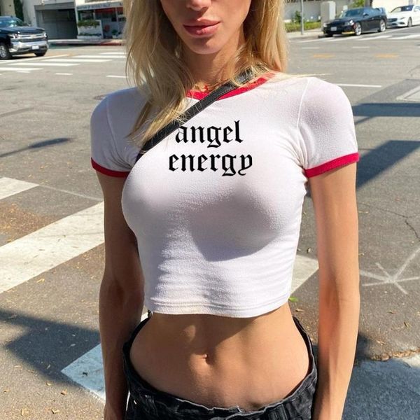 women's t-shirt 2021 women fashion letter print t-shirts short sleeve round neck crop summer casual female bodycon tees streetwear, White
women's t-shirt 2021 women fashion letter print t-shirts short sleeve round neck crop summer casual female bodycon tees streetwear, White