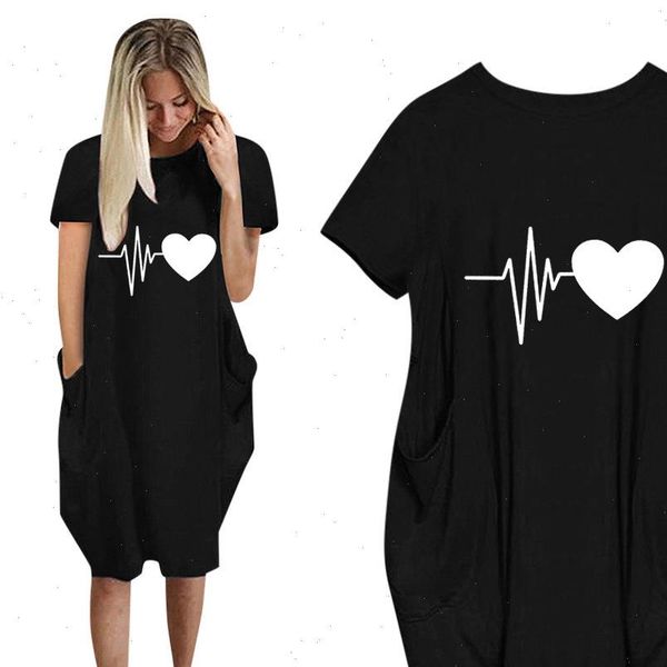 womens dress summer women dresses heart beat love print plus size midi casual o neck short sleeve pocket loose fashion, Black;gray
womens dress summer women dresses heart beat love print plus size midi casual o neck short sleeve pocket loose fashion, Black;gray