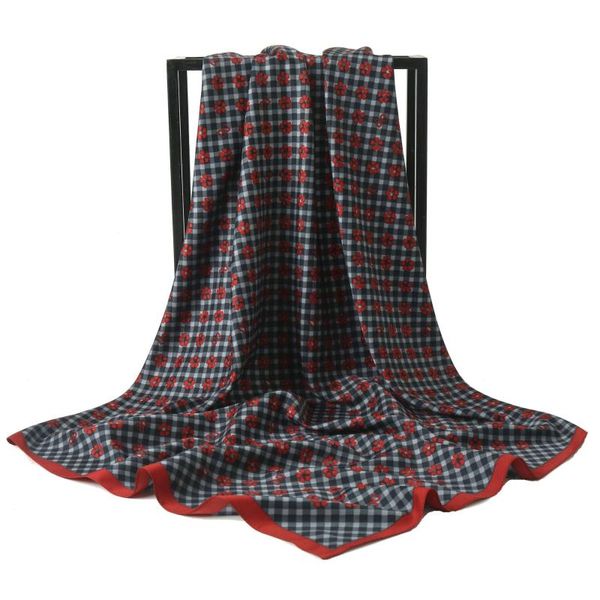 scarves high-quality silk scarf flower design celebrity style women shawl headscarf beach wrap four seasons, Blue;gray
scarves high-quality silk scarf flower design celebrity style women shawl headscarf beach wrap four seasons, Blue;gray
