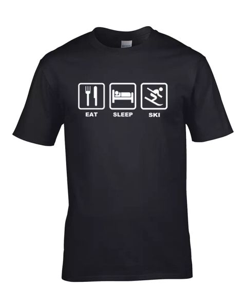eat sleep ski extreme sports, ski slope fanatic men's t-shirt from fatcuckoo, White;black
eat sleep ski extreme sports, ski slope fanatic men's t-shirt from fatcuckoo, White;black