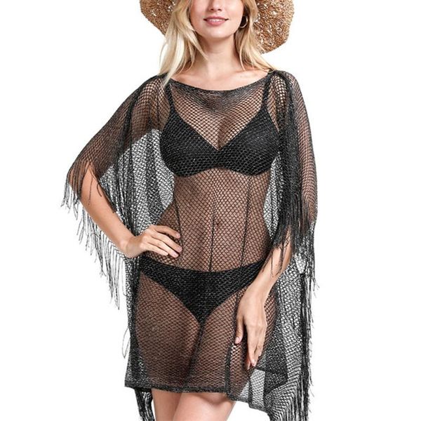 two-piece suits cpdd women batwing sleeve bikini cover up shiny metallic tassel mesh net beach dress
two-piece suits cpdd women batwing sleeve bikini cover up shiny metallic tassel mesh net beach dress